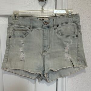 Garage Light blue Distressed high waist Jean Shorts